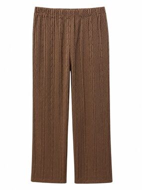 Vintage Brown textured knit pull on pant made in USA Stretch straight leg size M